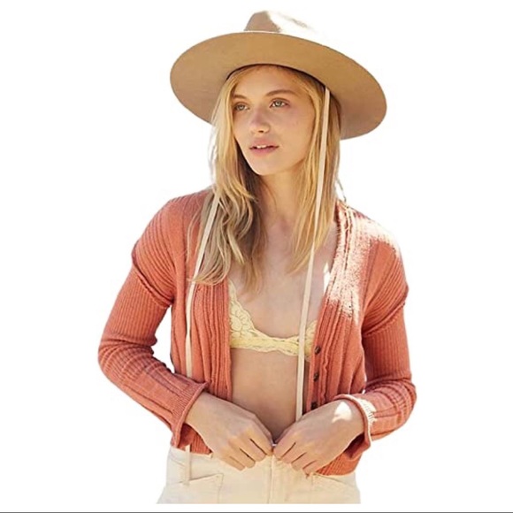 FREE PEOPLE BOHO CARDI LONG SLEEVES RIB KNIT CROP CARDIGAN A3C - Picture 9 of 15